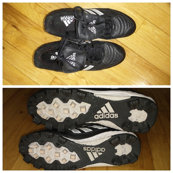 Adidas black and white  baseball cleats - Picture 3 of 4